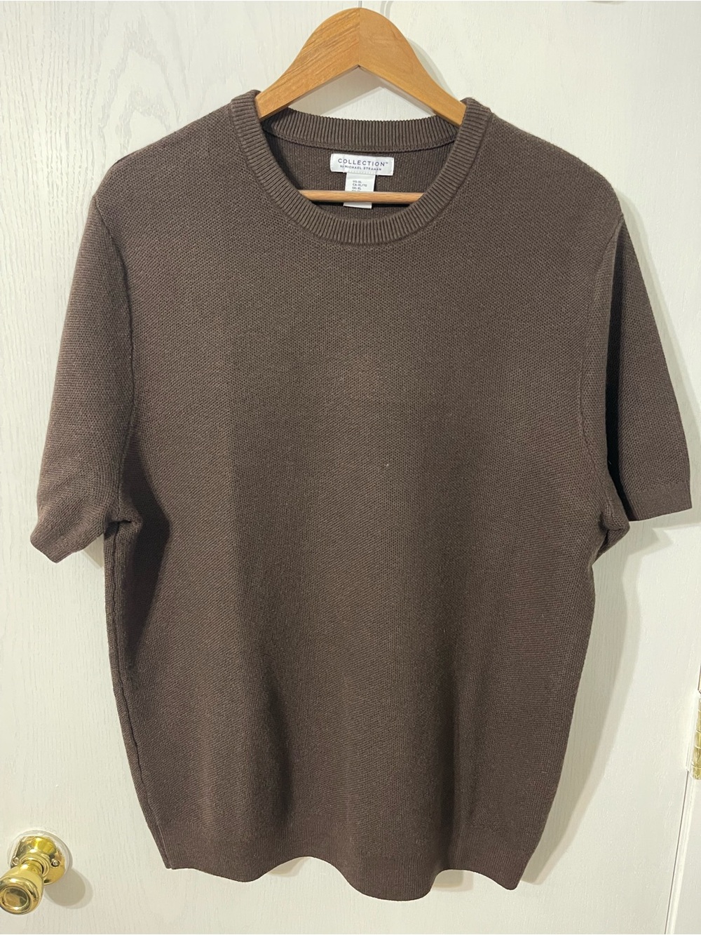 Men's XL Brown Crewneck Short Sleeve Sweater Shirt